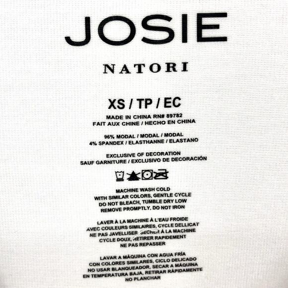 JOSIE NATORI Women's Layering Elements Boxy Tee XS White Stretch Round Neck NWT - Picture 8 of 9